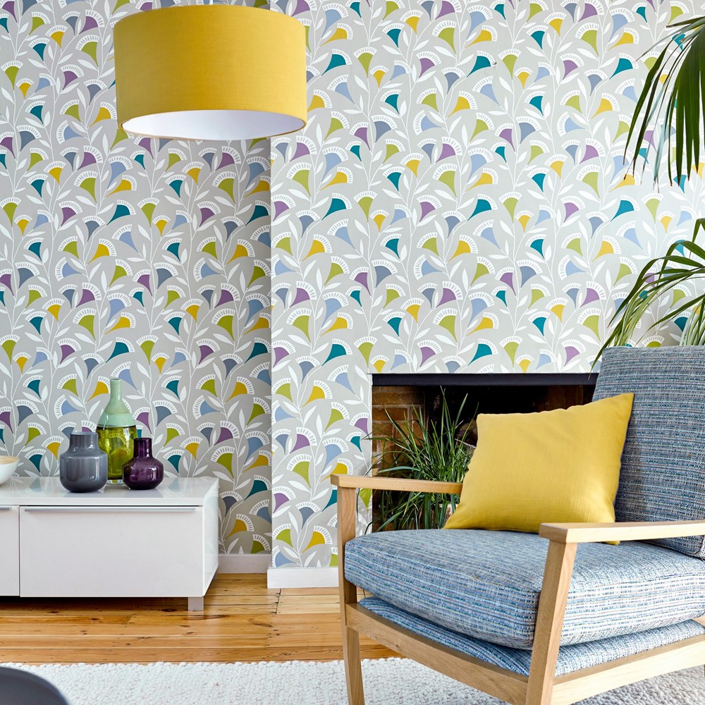 Pepino Wallpaper 111547 by Scion in Foxglove Graphite Forest